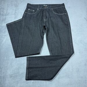 VINTAGE Mecca Jeans Mens 34x32 Black Straight Leg Y2K Retro Streetwear Baggy